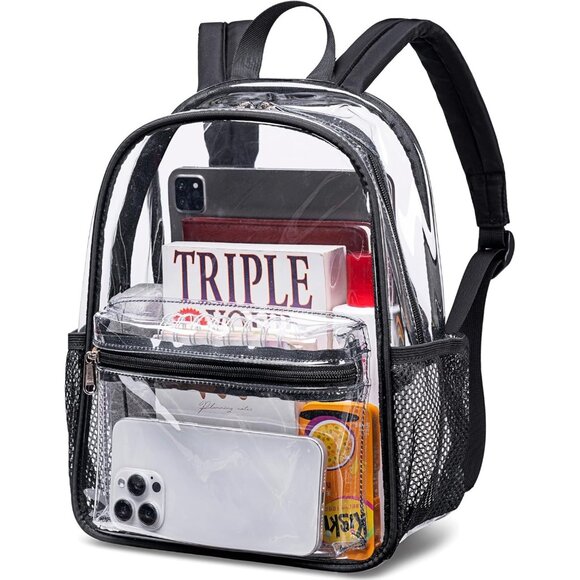 New Beautiful Black Clear Small Backpack for Girls, Women's (12x12x6) - Picture 7 of 9